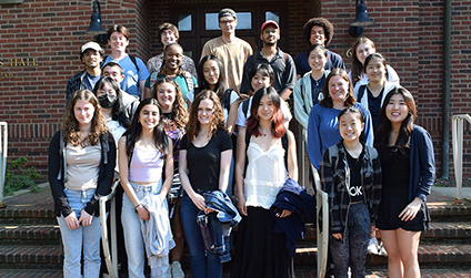 image of students in front of a building