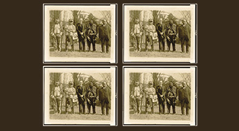multiple images of President Calvin Coolidge and four Native American men