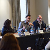 Professor Eli Finkel sits on a panel with other Northwestern faculty