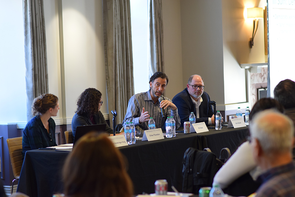 Professor Eli Finkel sits on a panel with other Northwestern faculty