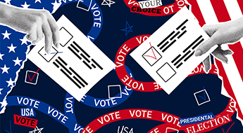 image of ballot and voting banners illustration