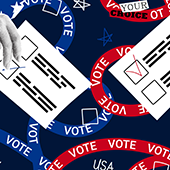 image of ballot and voting banners illustration