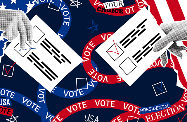 image of ballot and voting banners illustration