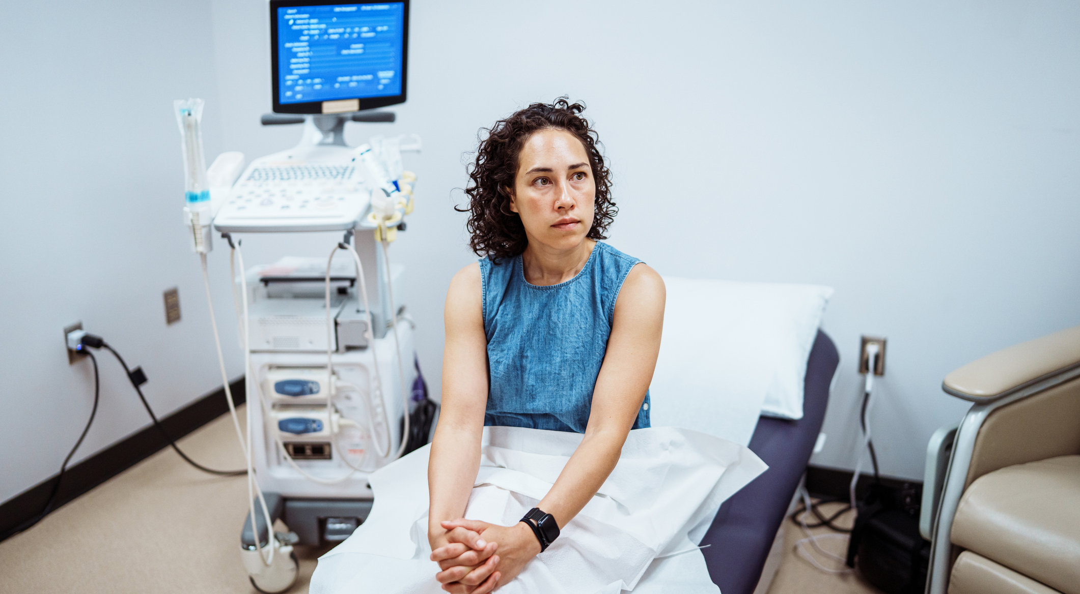 woman waiting for ultrasound